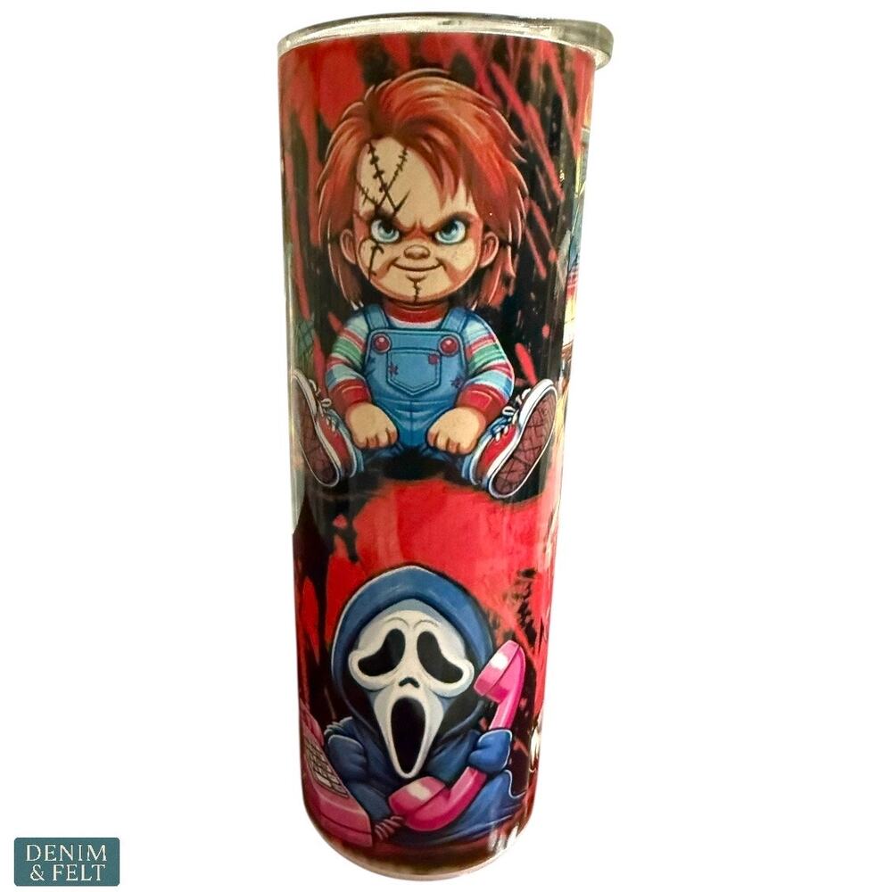 Horror Movie Characters 20oz Skinny Tumbler Cup Halloween Stainless Steel NEW - Picture 5 of 11